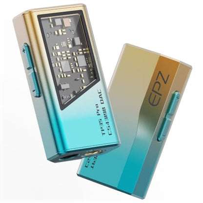 EPZ TP35 PRO Mini Portable IEM DAC Hi-Fi Decoder Headphone Amplifier Dongle USB-C to 3.5/4.4mm Dual CS43198 Chips, Supports High-Resolution PCM 32bit/384khz DSD 256 Audio, EQ Adjustment and Mic Calls - color: Gradient