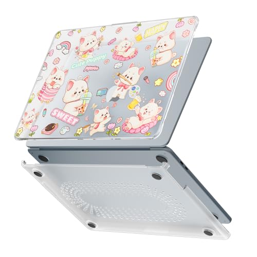 Batianda Premium Clear TPU Case for New MacBook Air 13.6" M5/M4/M3/M2 with Fun Pattern, Ultra-Slim Lightweight Protective Shell with Anti-Yellowing, Scratch Resistance & TPU Keyboard Cover, Cute Puppy - color: Cute Puppy
