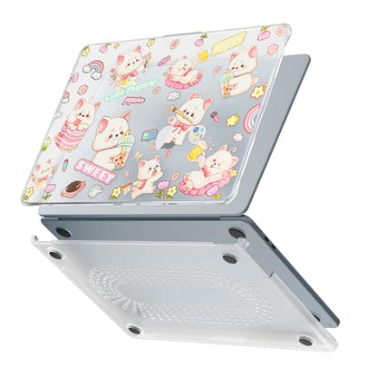 Batianda Premium Clear TPU Case for New MacBook Air 13.6" M5/M4/M3/M2 with Fun Pattern, Ultra-Slim Lightweight Protective Shell with Anti-Yellowing, Scratch Resistance & TPU Keyboard Cover, Cute Puppy - color: Cute Puppy
