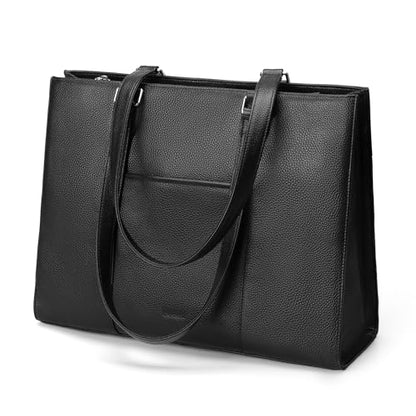 befen Genuine Leather Tote Bag for Women Work Travel Leather Purse Handbags | Real Leather, Padded 14" Laptop Compartment, Multi-Pockets, Zipper, Tote Bag for Daily - color: Z2-black