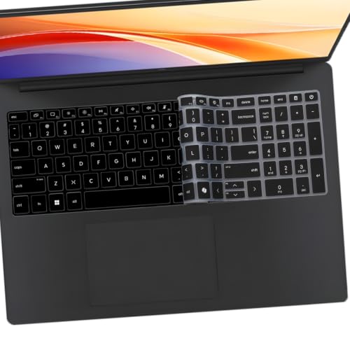 Keyboard Cover for HP OmniBook 3 16-bw 16-by 16-bu 17-dm/dn Series & OmniBook 5 16-by0000nr 16-bw0582nr 16-cf0582nr 17-dm0761nr 17-dn0765nr (NOT FIT OmniBook 5 16-af/ag 16-ba/bc 16-fb)-Black+Clear - color: Black+Clear