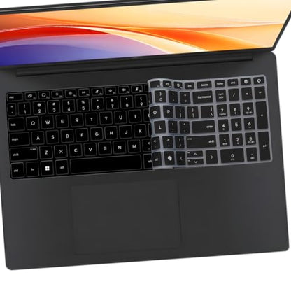 Keyboard Cover for HP OmniBook 3 16-bw 16-by 16-bu 17-dm/dn Series & OmniBook 5 16-by0000nr 16-bw0582nr 16-cf0582nr 17-dm0761nr 17-dn0765nr (NOT FIT OmniBook 5 16-af/ag 16-ba/bc 16-fb)-Black+Clear - color: Black+Clear