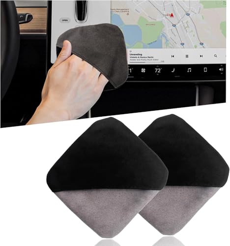 2 PCS Car Screen Cleaner, Square Microfiber Cloth Non-Scratch Auto Touchscreen Cleaning Wipes, Foldable Touch Screen Pad Universal Cleaning Tool for Vehicle Dashboard Display (Square+Square) - color: Square+square