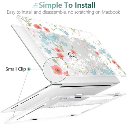 Batianda Daisy Meadow Case for Dell XPS 13 Laptop 2024 2025 | Fits Model 9340/9345/9350 13.4" Display, Lightweight Slim Hard Shell Protection for Girls, Students and Soft Style Users - color: Cute Daisy