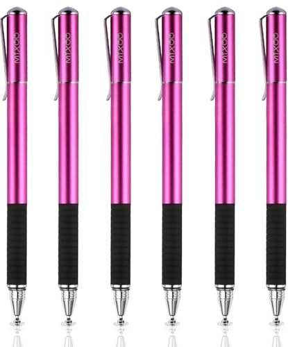 Mixoo Universal Stylus Pen for Touchscreen iPhone iPad Android Tablet Apple Kindle Switch Chromebook Galaxy All Touch Screens, Disc & Fiber Tip 2 in 1 Stylus Pens for Touch Screens (6 Purple) - color: 6 Purple