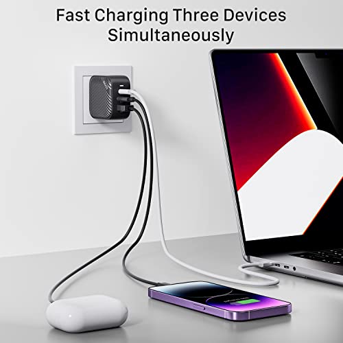 GaNHub 65W GaN USB C Charger 3-Port, PPS PD Fast Charger Foldable Wall Charger for MacBook Pro/Air, iPad Pro, iPhone 16/15 Pro Max, Galaxy S24/S23, Pixel, Steam Deck and More