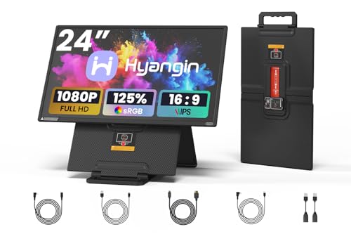 Hyangin 24-inch Large Portable Monitor for Laptop, 2026 Upgraded 1080P FHD 100Hz Portable Screen,125% sRGB IPS Portable Second Monitor with Adjustable Stand for Laptop, MacBook, Phones - size: 24