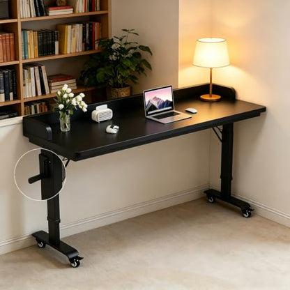 Overbed Table Adjustable Height，Overbed Table with 360° Wheels, Rolling Over The Bed Desk,Over Bed Desk with Wheels Queen, for Bedroom, Living Room, Hospital Use (Black, 70.8in/180cm) - color: Black, size: 70.8in/180cm