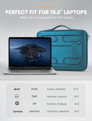 DOMISO 15.6 inch Laptop Sleeve with Handle Shockproof Waterproof EVA Protective Case for 15.6" Yoga 720 IdeaPad 310 320 ThinkPad T570/Legion 5 Gen 6/HP Envy 15/15.6" Notebooks, Teal - color: Teal, size: 15.6 inch