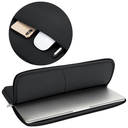 RAINYEAR 14 Inch Laptop Sleeve Case with Pocket & Accessories Pouch, Black | Protective Padded Zipper Soft Laptop Case Carrying Computer Bag Compatible with 14 Inch Notebook Chromebook Tablet Ultrabook - color: Black, size: 14"