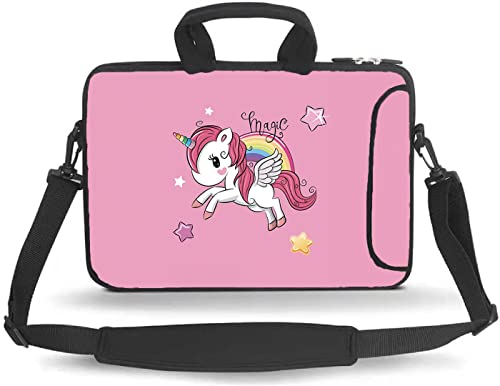 14 15 15.4 15.6 inch Messenger Bag Carrying Case Sleeve with Handle Accessory Pocket Fits 14 to 15-Inch Laptops/Notebook/Ebooks/Kids Tablet/Pad(Cute Unicorn) - color: Cute Unicorn, size: 14-15.6 inch