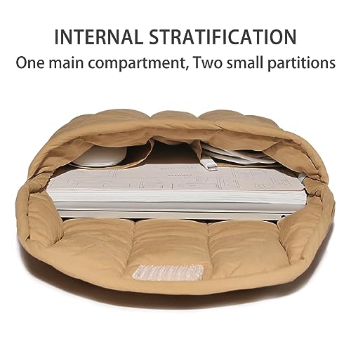 Puffy Laptop Sleeve 13-14 Inch, Soft Laptop Case, Streak-Beige | Compatible with 13-14 Inch Macbook Pro/Air/Neo, Asus/Dell Xps/Lenovo Laptops, Protective Carrying Bag for Women and Men - color: Streak-Beige, size: 13/14