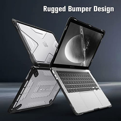 Fintie Case for MacBook Pro 13 Inch A2338(M2 M1) A2251 A2289 A2159 A1989 A1706 A1708 (2016-2023) - Heavy Duty Hard Shell Cover with TPU Bumper for MacBook Pro 13 with/Without Touch Bar, Clear - color: Crystal Clear