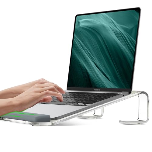 JCZT Clear Acrylic Laptop Stand for Desk, with Wrist Rest, Ergonomic Detachable Mount Compatible with 10-17'' All Laptops Such as MacBook Air Pro/HP/Dell/Lenovo - color: Acrylic Clear