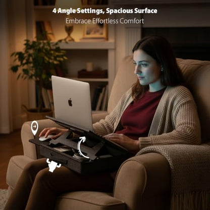 Laptop Tray with Cushion (Black) - color: Black