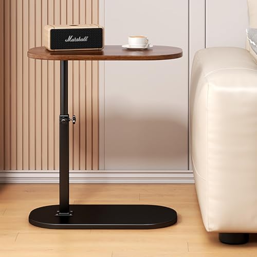 C Table End Table Adjustable Height,Round Recliner Side Table,360°Swivel Bathtub Tray Table Withthick Metal Bracket,Small Coffee Tabl,Modern Bedside Table,for Sofa/Bed/Bathtub(Dark Brown) - color: Dark Brown