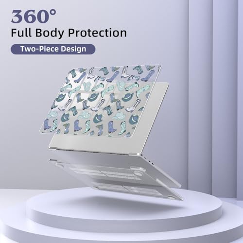 for MacBook Air 13.6 Inch Case M5/M4/M3/M2 2026-2022 Release A3449 A3240 A3113 A2681 Retro Cowgirl Boot Aesthetic Design Crystal Clear Girly Case Laptop Protective Hard Shell Cover - color: Cowgirl Boots