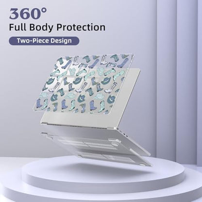 for MacBook Air 13.6 Inch Case M5/M4/M3/M2 2026-2022 Release A3449 A3240 A3113 A2681 Retro Cowgirl Boot Aesthetic Design Crystal Clear Girly Case Laptop Protective Hard Shell Cover - color: Cowgirl Boots