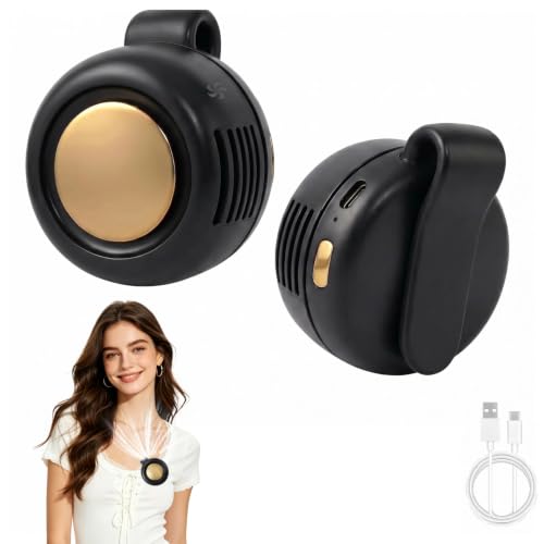Clip on Fan for Shirt, Clip-On Fans For Shirt, Adjustable Small Whirlwind Fans For Waist, For Outdoor & Travel & Office,Gift (Black) - color: Black