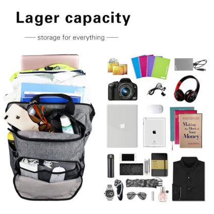 Hap Tim Laptop Backpack 15.6/14/13.3 Inch Laptop Bag Travel Backpack for Women/Men Waterproof School Computer Bag Large Capacity Bookbag for College/Travel/Business (7651EU), Grey, 15.6 inches, Casual - color: Grey