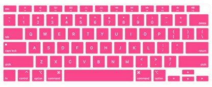 Se7enline Compatible with MacBook Air 13 inch Keyboard Cover 2018/2019/2020/2021/2022/2023/2024 Silicone Protective Skin for Mac Air 13 Inch 2018/2019/2020/2021/2022/2023/2024 M1 A2337/A2179, Pink - color: Pink