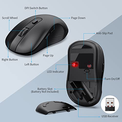 Wireless Keyboard and Mouse Combo, MARVO 2.4G Ergonomic Wireless Computer Keyboard with Phone Tablet Holder, Silent Mouse with 6 Button, Compatible with MacBook, Windows (Black) - color: Black