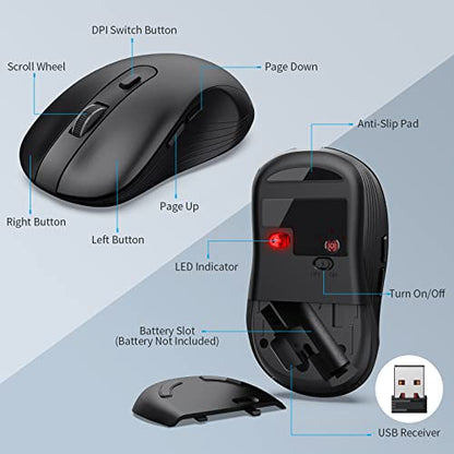 Wireless Keyboard and Mouse Combo, MARVO 2.4G Ergonomic Wireless Computer Keyboard with Phone Tablet Holder, Silent Mouse with 6 Button, Compatible with MacBook, Windows (Black) - color: Black