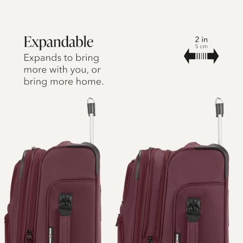 SWISSGEAR Sion 2-Piece Travel Set, Softside Expandable Carry-On Spinner Bundled with 1900 ScanSmart 17" Laptop Backpack with RFID Blocking & Tech Organization, Merlot - color: Merlot, size: 2-Piece Set (Carry-On/Backpack)