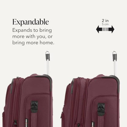 SWISSGEAR Sion 2-Piece Travel Set, Softside Expandable Carry-On Spinner Bundled with 1900 ScanSmart 17" Laptop Backpack with RFID Blocking & Tech Organization, Merlot - color: Merlot, size: 2-Piece Set (Carry-On/Backpack)