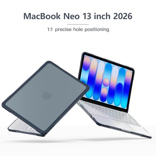 Batianda Ultimate Rugged Case for MacBook Neo 13 Inch 2026, Indigo | Fits Model A3404, Shock-Absorbing TPU Bumper, Carbon Fiber Side Texture, Matte Rugged Shockproof Hybrid Protective Shell - color: Indigo