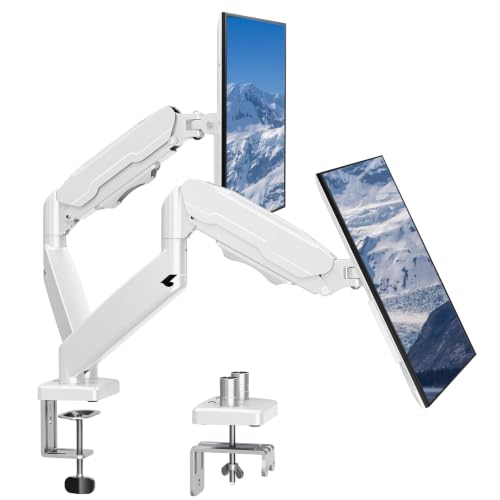 MOUNT PRO Dual Monitor Mount Fits 13 to 32 Inch Screen, Height Adjustable Monitor Stand for 2 Monitors, Full Motion Display Arm Holds up to 19.8lbs Each, Computer Desk VESA Mount, White - color: White, size: Dual