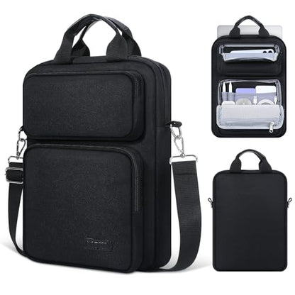 MoKo 13.3-14 inch Laptop Sleeve Sholder Bag Carry Case with Multi-Pockets | Fits Mac NEO/Air 13-inch M5, Mac Pro 14-inch M5/M4/M3/M2/M1 and MacAir 13-inch M4/M3/M2/M1, Black - color: Black, size: 13.3-14 Inch