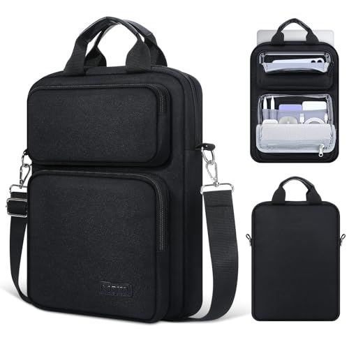 MoKo 13.3-14 inch Laptop Sleeve Sholder Bag Carry Case with Multi-Pockets | Fits Mac NEO/Air 13-inch M5, Mac Pro 14-inch M5/M4/M3/M2/M1 and MacAir 13-inch M4/M3/M2/M1, Black - color: Black, size: 13.3-14 Inch