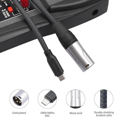 24Bit/96Khz USB c to XLR Male Audio Cable,USB C Smartphone/Laptop to XLR Male Output Cable for Amplifier, Speaker, Mixer Console, etc 3.3 FT - color: 3.3Feet