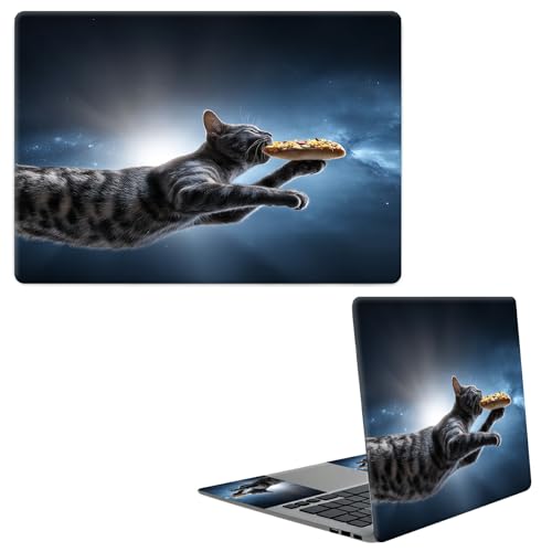 Laptop Skin Sticker Decal, Universal Protective Cover Fit 12 13 14 15.6 Inch Notebook, Reusable Water-Resistant Vinyl Decal w/ 2 Wrist Pads for Business Travel Office, Gray Cat Galaxy - color: Gray Cat Galaxy