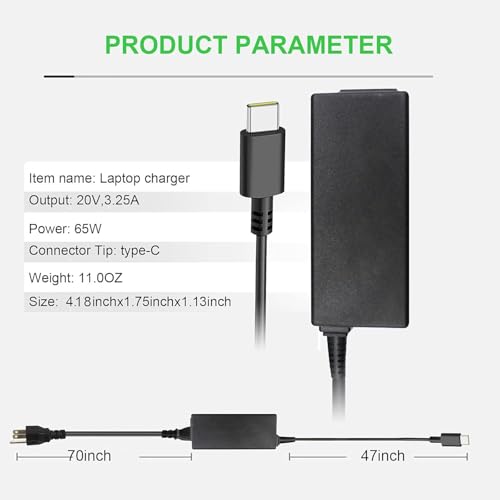 Universal 65W 45W USB C Laptop Charger for Lenovo Thinkpad/Yoga/Chromebook ADLX65YDC2A for HP Elitebook Spectre Chromebook x360,Elite x2 for Dell Chromebook Latitude xps 13 Series AC Adapter