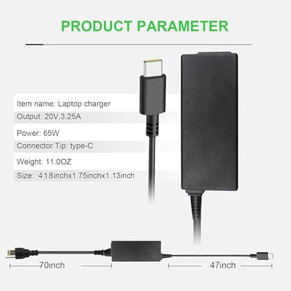 Universal 65W 45W USB C Laptop Charger for Lenovo Thinkpad/Yoga/Chromebook ADLX65YDC2A for HP Elitebook Spectre Chromebook x360,Elite x2 for Dell Chromebook Latitude xps 13 Series AC Adapter
