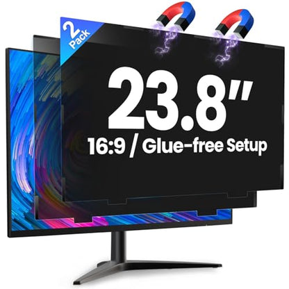 2 Pack 23.8 Inch Magnetic Computer Privacy Screen for Monitor 16:9 Aspect Ratio, Anti Blue Light Computer Screen Privacy Shield, Removable Anti Glare Screen Protector for Dell HP Lenovo ASUS LG Acer Samsung Monitors - size: 2 Pack 23.8" (16:9)