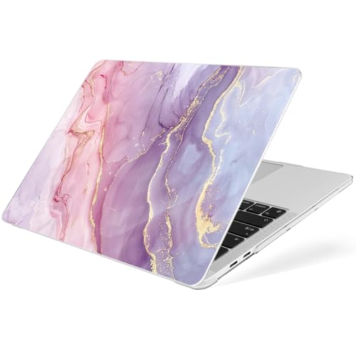 MecBevia Compatible with MacBook Pro 13 inch Case 2022 2021 2020 Release M2 M1 A2338 A2251 A2289, Plastic Hard Shell&Keyboard Cover&Screen Protector&Webcam Cover&Type-C Adapter, Pink Marble - color: Pink Marble
