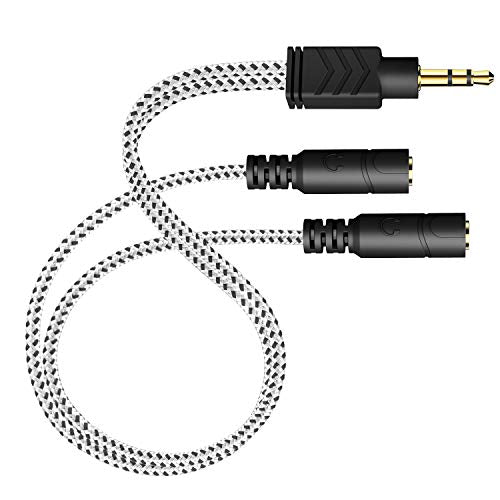 Headphone Stereo Splitter Cable, 3.5mm Dual Y Cable - 50CM / Zebra White | Stereo Audio Sound, Dual Headphone and Speaker Jack Adapter, Compatible with iPhone, iPad, Laptops, Tablets, 3.5mm devices - color: Zebra White, size: 19.6inch/50cm