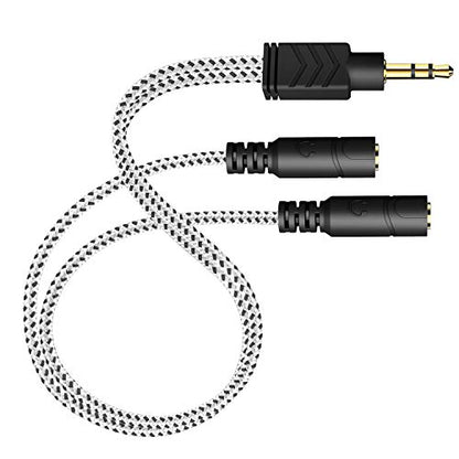 Headphone Stereo Splitter Cable, 3.5mm Dual Y Cable - 50CM / Zebra White | Stereo Audio Sound, Dual Headphone and Speaker Jack Adapter, Compatible with iPhone, iPad, Laptops, Tablets, 3.5mm devices - color: Zebra White, size: 19.6inch/50cm
