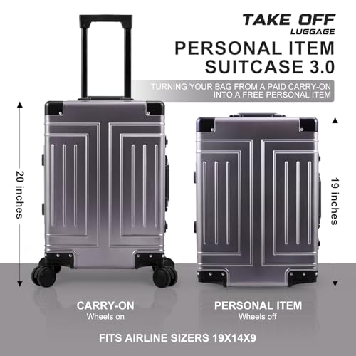 All Aluminum 20/28 Luggage Set，Cut from Whole Aluminum Sheet，22x14x9 Airline Approved ，（3rd Generation，Premium Metal zipperless suitcase ） (grey, 20+28inch) - color: grey, size: 20 inch + 28 inch
