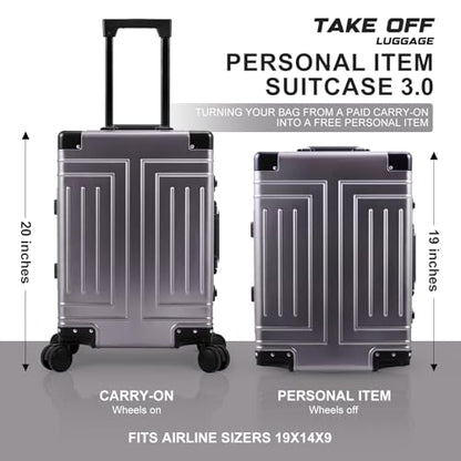 All Aluminum 20/28 Luggage Set，Cut from Whole Aluminum Sheet，22x14x9 Airline Approved ，（3rd Generation，Premium Metal zipperless suitcase ） (grey, 20+28inch) - color: grey, size: 20 inch + 28 inch