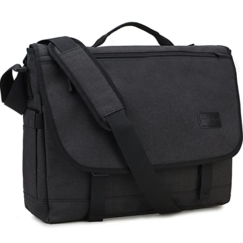 RAVUO Messenger Bag for Men, Water Resistant Lightweight Satchel 15.6 17 Inch Laptop Bags Shoulder Bookbag - color: 15.6 Inch-black