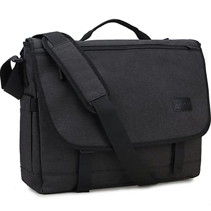 RAVUO Messenger Bag for Men, Water Resistant Lightweight Satchel 15.6 17 Inch Laptop Bags Shoulder Bookbag - color: 15.6 Inch-black