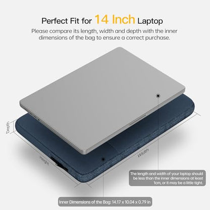 14 inch Waterpoof Laptop Sleeve Case for Dell XPS 15, Insprion 14, Latitude 14, Lenovo Flex 5 14, ideapad 14, HP Chromebook 14, ASUS Vivobook 14, HP Acer Lenovo Dell 14 inch Computer Carrying Bag - color: Navy Blue, size: 14 inch