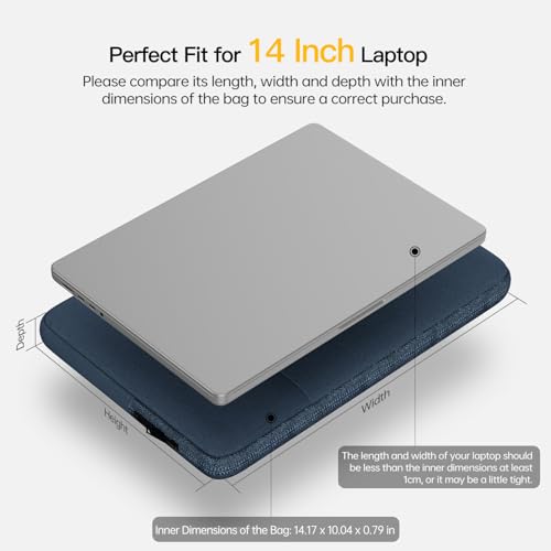 14 inch Waterpoof Laptop Sleeve Case for Dell XPS 15, Insprion 14, Latitude 14, Lenovo Flex 5 14, ideapad 14, HP Chromebook 14, ASUS Vivobook 14, HP Acer Lenovo Dell 14 inch Computer Carrying Bag - color: Navy Blue, size: 14 inch