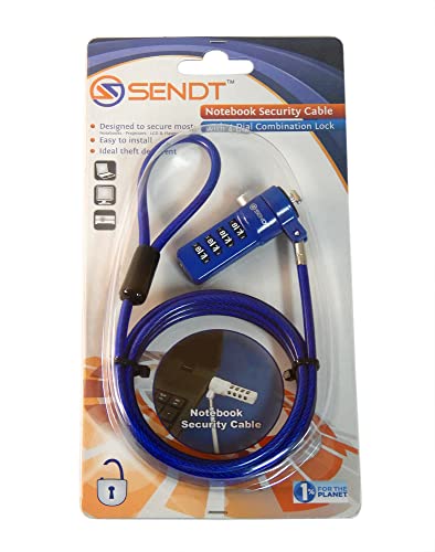 Sendt Blue Notebook/Laptop Combination Lock Security Cable - color: Blue