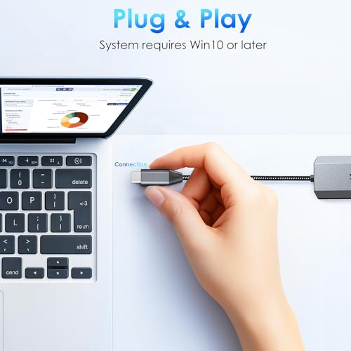 WAVLINK USB C to Ethernet Adapter 2.5 Gbps, USB to 2.5G Ethernet Adapter with 95W Power for Laptop, USB-C to RJ45 Network Converter (Thunderbolt 4/3 Compatible) for Windows, Mac OS, iPad OS and More | 95W Power for Laptop, USB-C to RJ45 Network Converter