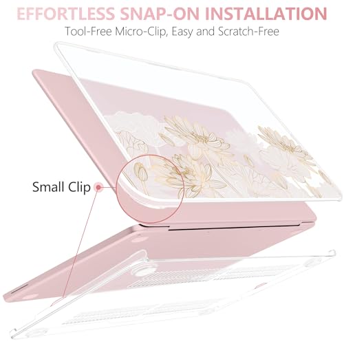 Batianda Case for MacBook Neo 13 Inch 2026 Model A3404, Gold Lotus | 4-in-1 Laptop Accessories Bundle with Golden Lotus Line Art, Ultra Slim Hard Shell for Elegant Minimal Style Users - color: Gold Lotus